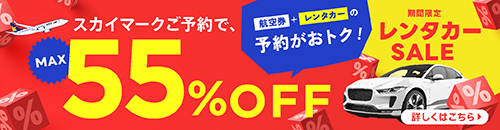 スカイマークご予約でレンタカー MAX55%OFF 期間限定SALE
