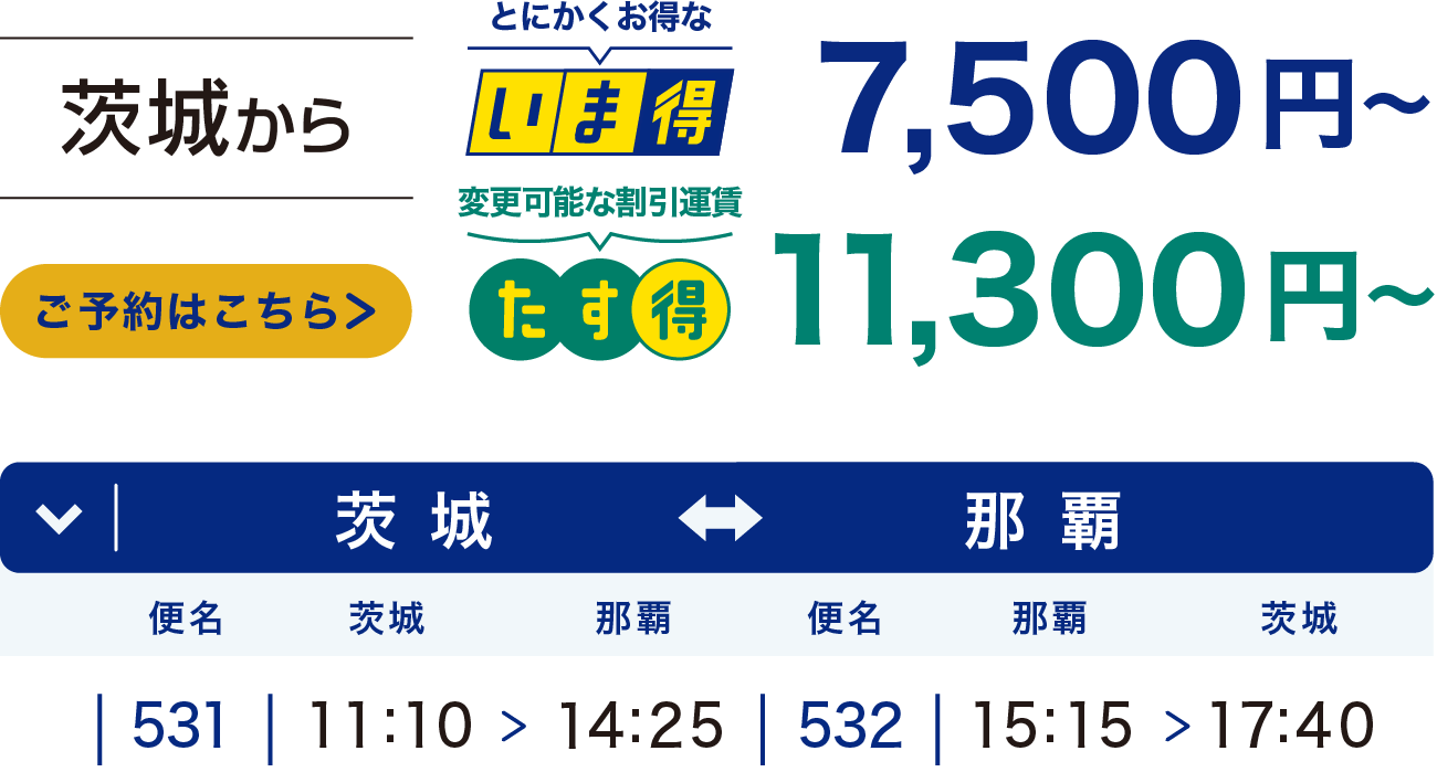 茨城から那覇の運賃情報